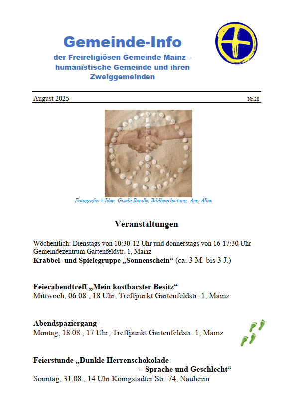 Gemeinde-Info der Freireligiösen Gemeinde für August 2025